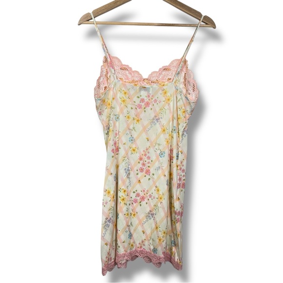 Vintage 90s Y2K Silk Lace Floral Mini Slip Dress - Picture 2 of 5